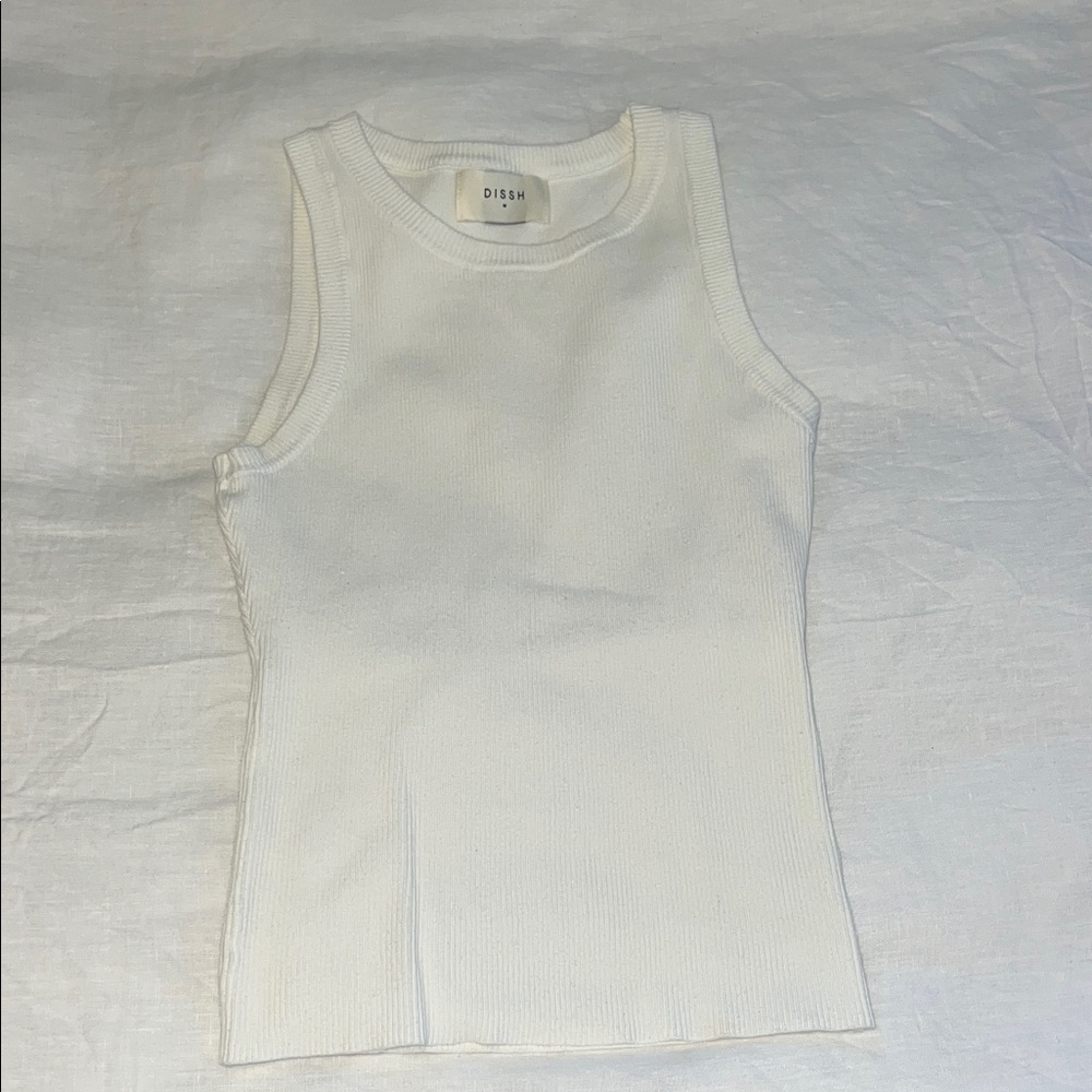 DISSH White Ribbed Tank Top Medium NWOT